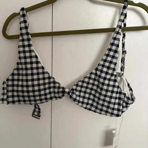NWT SZ L Bikini Top - Andie The Amor - Gingham - Twilight - Picture 3 of 8
